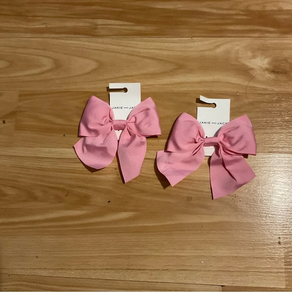 Janie and Jack Pink Hair Accessories Classic Bow set‎ of 2